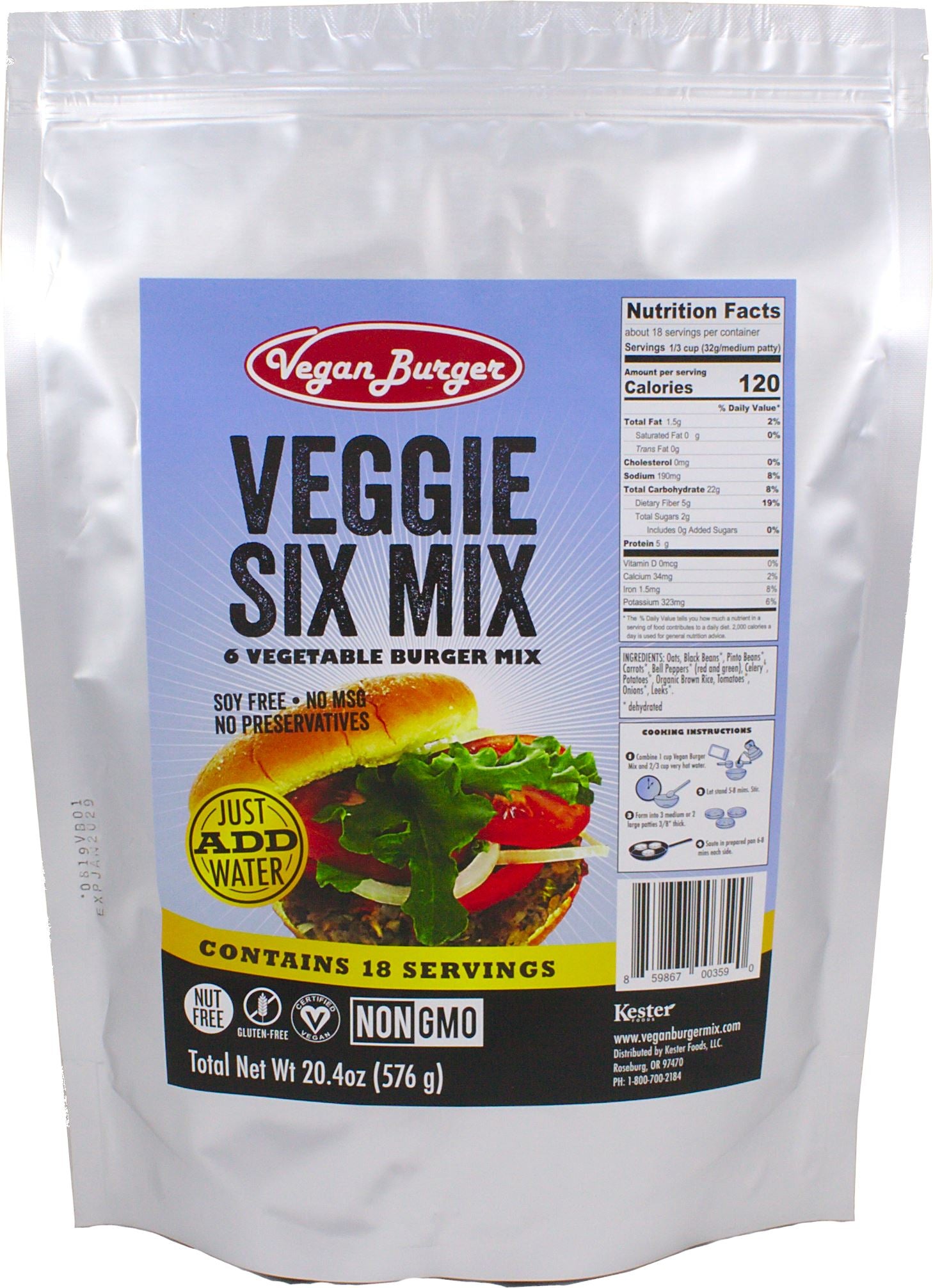 Vegan Burger - Veggie Six (18-serving bag)